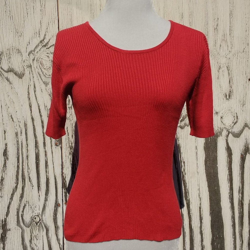 Joseph A. Red Silk Ribbed Top - Large